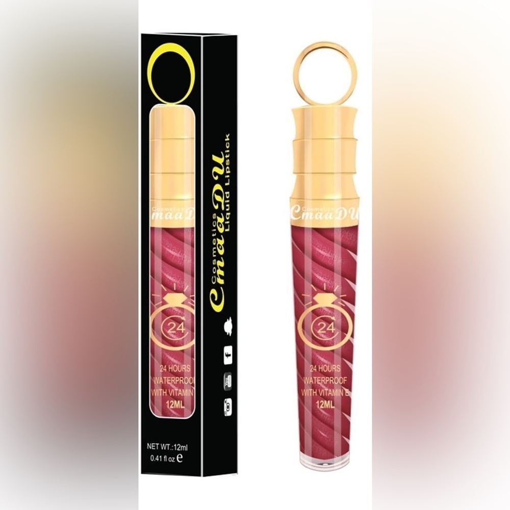 CmaaDu (12) Plum Pink Liquid Matte Lipstick. 24 Hour Lips.  #11 - Picture 2 of 3